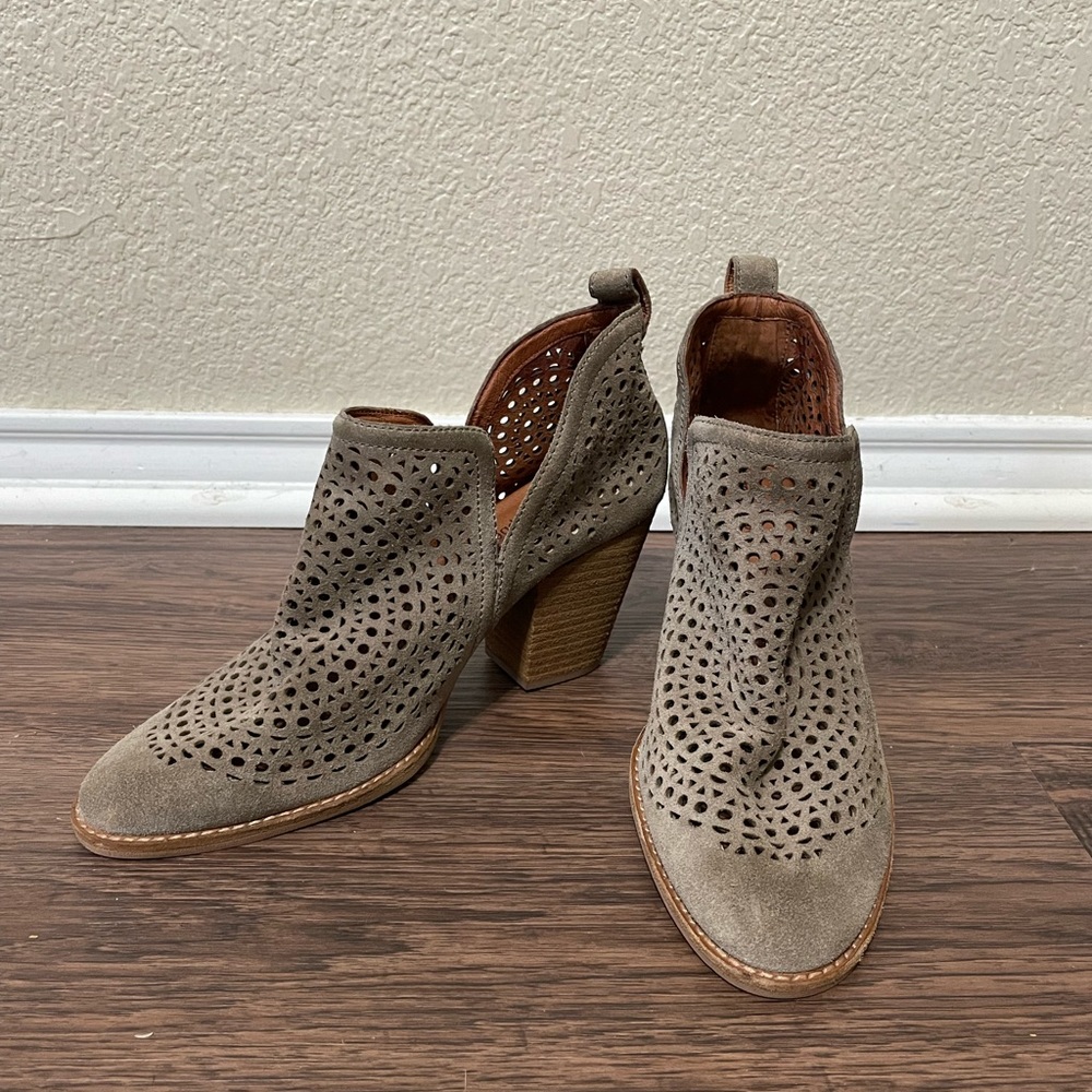 Taupe cut out heeled booties